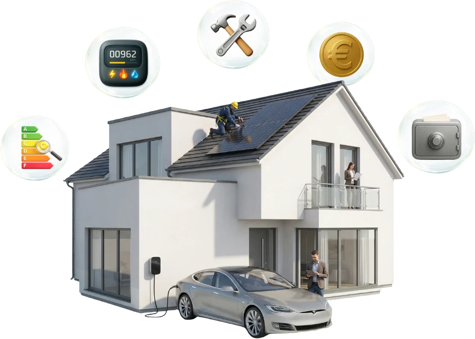 Illustration d'un logement et de ses données énergie